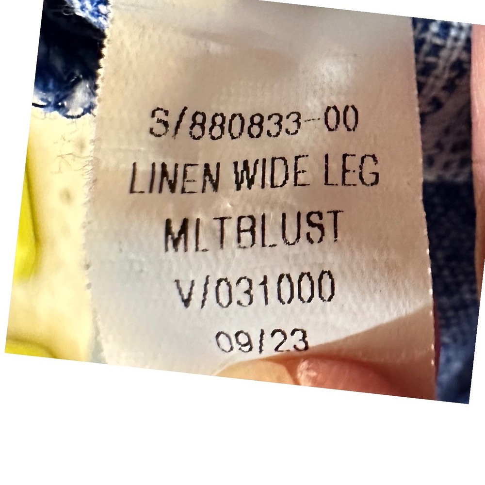 Old Navy Pants Women M Blue Striped Linen Blend High Rise Wide Leg Comfort Waist - Picture 5 of 8